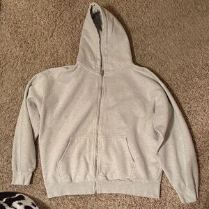 Brandy Melville Light Gray Zip-Up Sweater